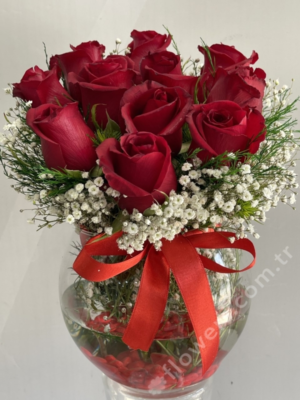 11 Red Rose In Glass