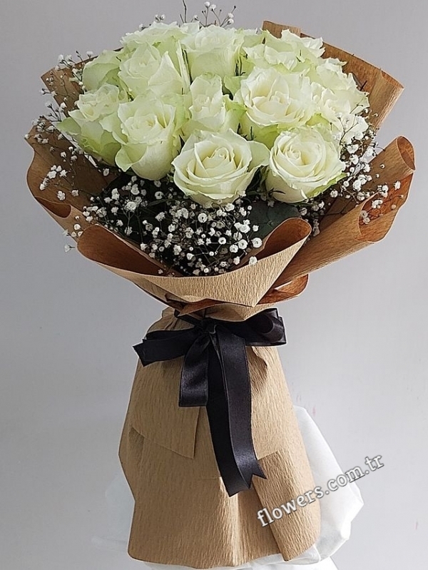 Elegant Dream White Rose Bouquet