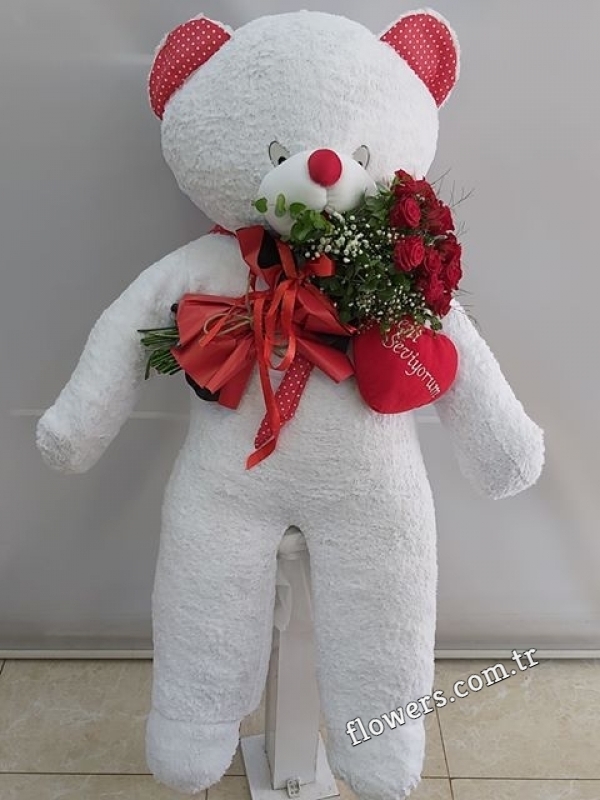 Giant Teddy Bear Plush & Roses