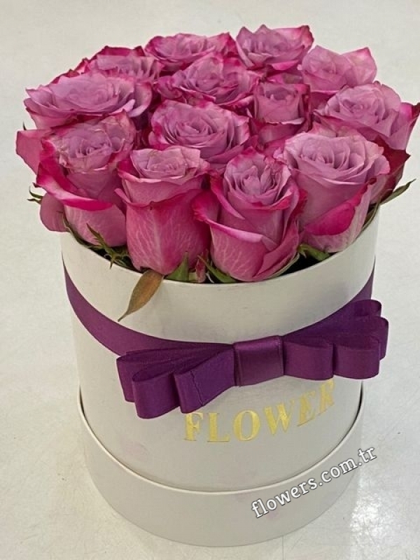 Purple Roses In Box