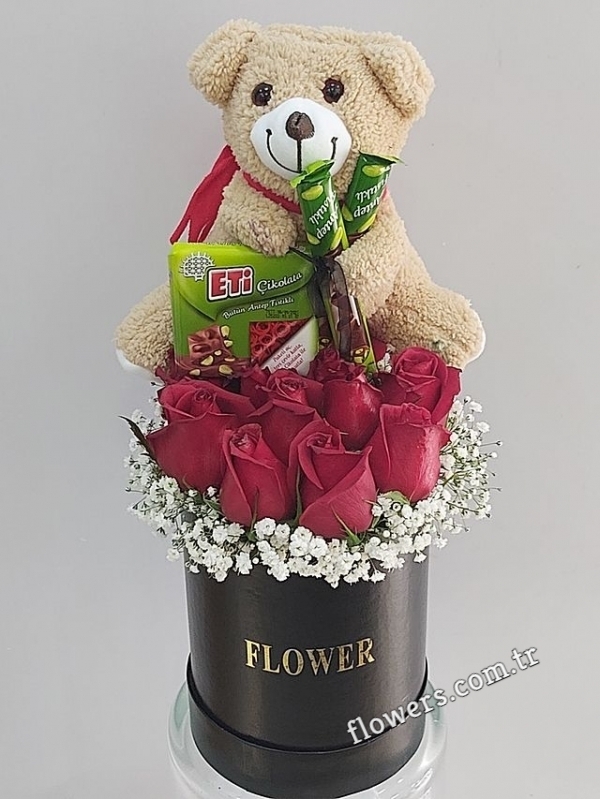 11 Red Rose Teddy And Chocolates