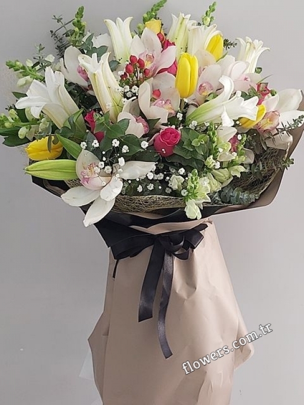 Orchid and Tulip Bouquet