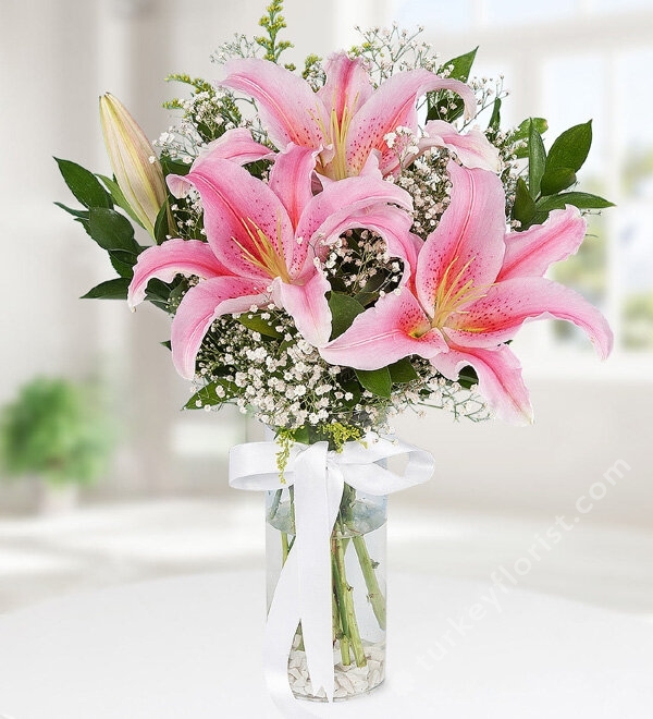 Pink Casablanca Lilium Vase