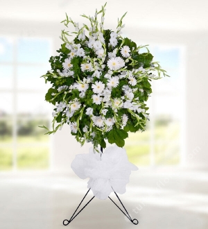 Gerbera ve Gladiola in Basket Stand