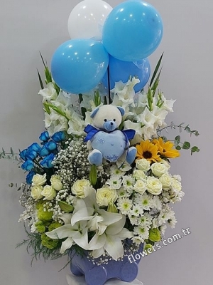 VIP Baby Boy Flower Arrangement, New Baby Flowers & Gifts