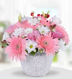 Pink Gerbera and Wildflowers