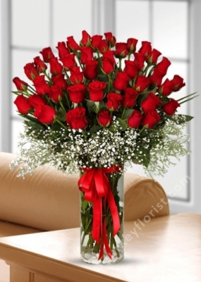 41 Red Roses In Vase