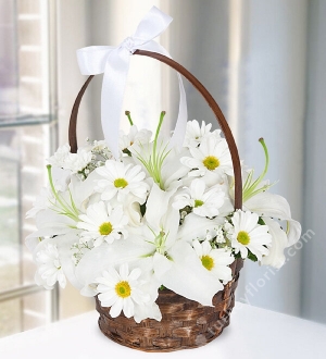 White Lilium and Chrysanthemums