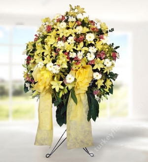 Yellow Lilium Basket Stand