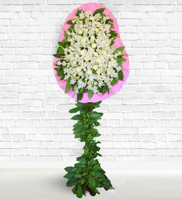 White Gladiola Basket Stand